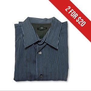 Van Heusen Black & Blue Striped Dress Shirt- 18 Neck